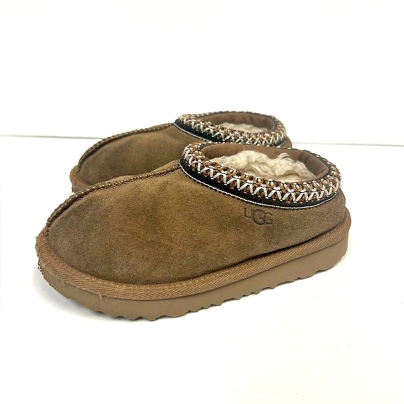 UGG Tasman Slippers Chestnut Brown Suede Shearling Toddler Kids Size 10 Classic - Picture 1 of 13